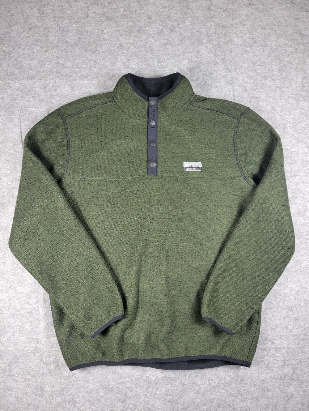 Eddie Bauer Knit Fleece Green Outdoor Quarter Zip Sweater w/ Pocket Men Size Med